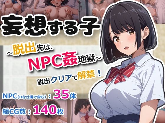 【フル漫画】妄想する子〜脱出先は、NPC姦地獄〜｜d_668782